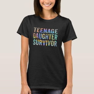 Teenage Daughter Survivor Funny Vintage Mum Dad T-Shirt
