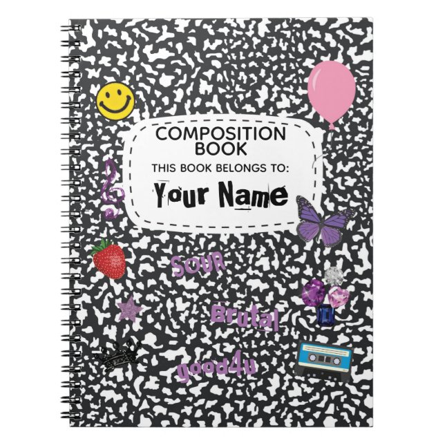 Teenage Dream Composition Spiral Notebook (black) (Front)