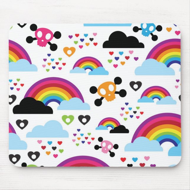 Teenage emo rainbow skull background mouse pad (Front)