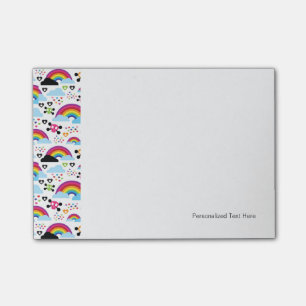 Teenage emo rainbow skull background post-it notes