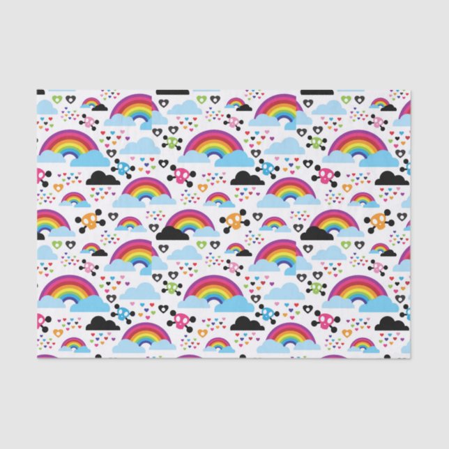 Teenage emo rainbow skull background tissue paper (Front)