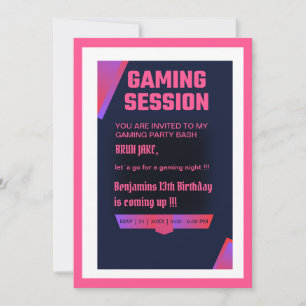 teenage gaming session birthday bash invitation