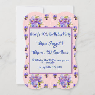 Teenage Girls Pink Floral Birthday Invitation