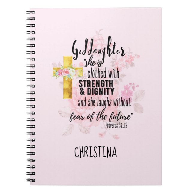 Teenage Goddaughter Gift Personalised Proverb Notebook (Front)