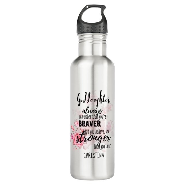 Teenage GODDAUGHTER Motivational Quote Floral 710 Ml Water Bottle (Front)