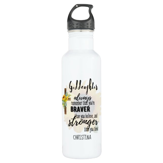Teenage GODDAUGHTER Motivational Quote Sunflowers  710 Ml Water Bottle (Front)