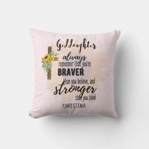 Teenage GODDAUGHTER Motivational Quote Sunflowers  Cushion