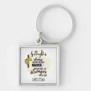 Teenage GODDAUGHTER Motivational Quote Sunflowers Key Ring
