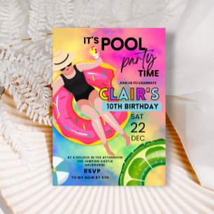 Teenage Pool Birthday invitations Swimming Party