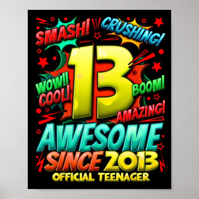 Teenager 13 Year Old Boys 13th Birthday Boy  Poster (Front)