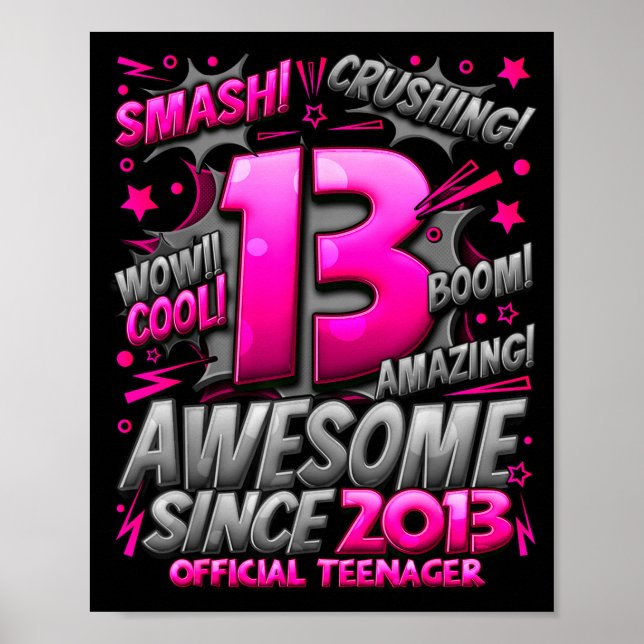 Teenager 13 Year Old Boys 13th Birthday Boy  Poster (Front)
