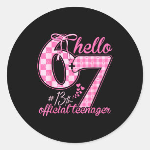 Teenager 13th birthday six seven pink coquette bow classic round sticker