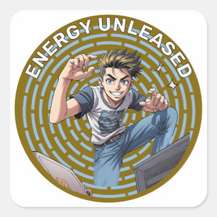 teenager boy square sticker