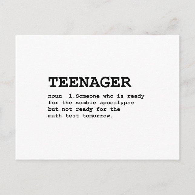 Teenager Definition Postcard (Front)