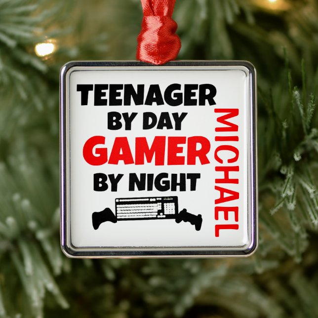 Teenager Gamer Metal Ornament (Tree)