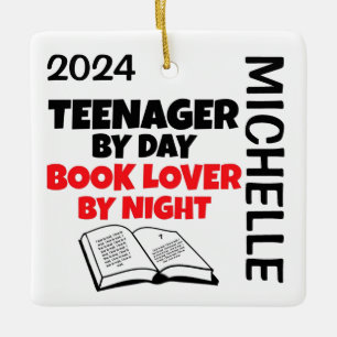 Teenager loves Reading CUSTOM Ceramic Ornament