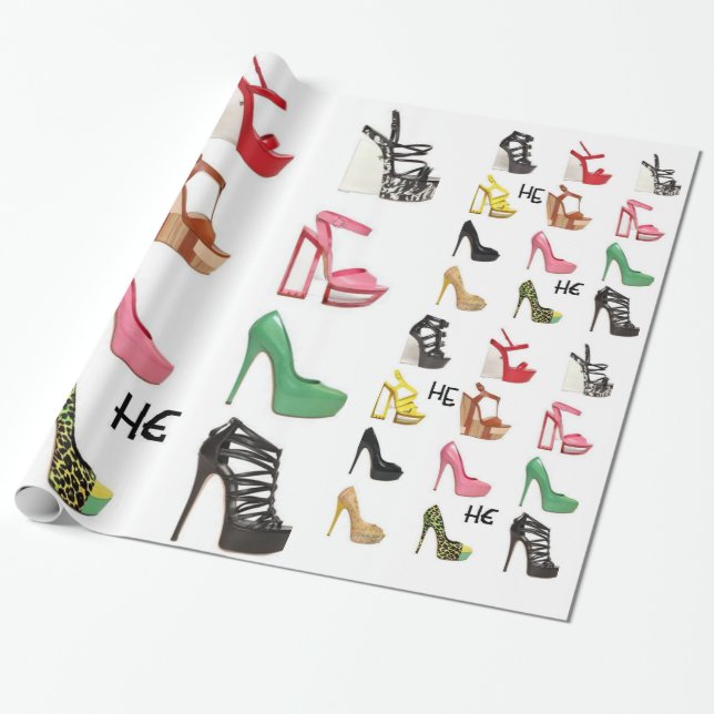 Teenager's shoe birthday wrapping paper for her (Unrolled)