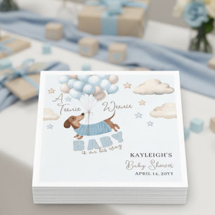 Teenie Weenie Dachshund Balloons Blue Baby Shower Napkin