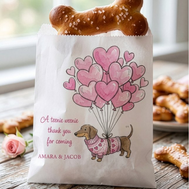 Teenie Weenie Thank You Dachshund Baby Girl Doggie Favour Bag (Favor  "doggie" Bags - Teenie Weenie Sweetheart Dachshund Gender Reveal collection by Darling & May)