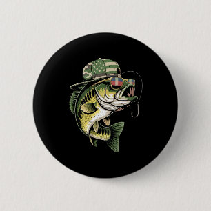 Teens boy camo bass fishing american flag fishing 6 cm round badge