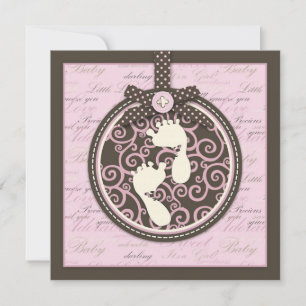 Teeny Toes PNK Invitation Square