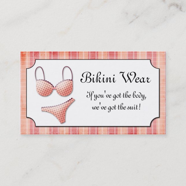 Teeny Weenie Pink Bikini Plaid  Business Card (Front)