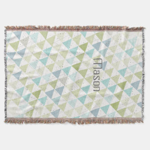 Teepee Aqua Green and Grey Moon Clouds Lodge Boys Throw Blanket