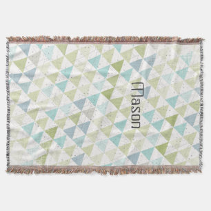 Teepee Aqua Green and Grey Moon Clouds Lodge Boys Throw Blanket