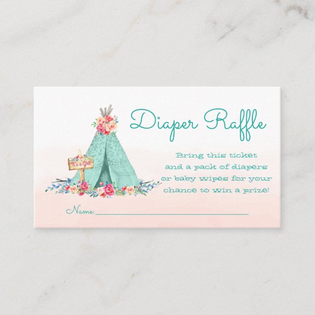 Teepee Diaper Raffle Tickets Enclosure Card (Front)