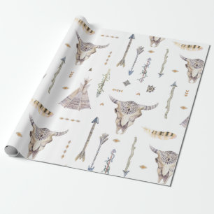 Teepee Feather Arrow Skull Native American Paper