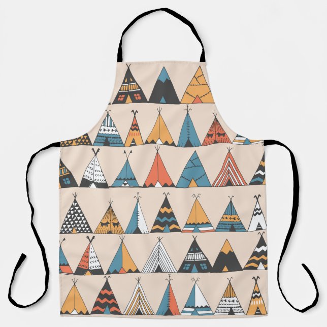 Teepee pattern. Wigwam native american summer tent Apron (Front)