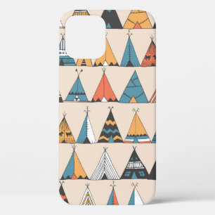 Teepee pattern. Wigwam native american summer tent iPhone 12 Case