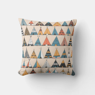 Teepee pattern. Wigwam native american summer tent Cushion