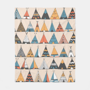Teepee pattern. Wigwam native american summer tent Fleece Blanket