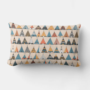 Teepee pattern. Wigwam native american summer tent Lumbar Cushion