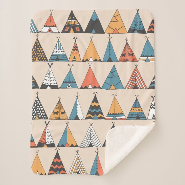 Teepee pattern. Wigwam native american summer tent Sherpa Blanket (Front)