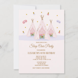 Teepee Sleepover Birthday Party Invitation