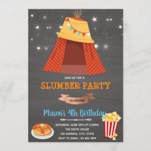 Teepee sleepover boy invitation