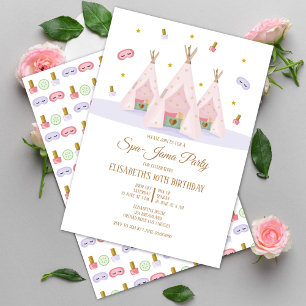 Teepee Spa Birthday Party Invitation
