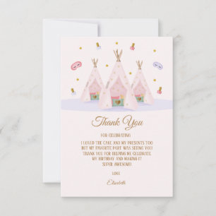 Teepee Spa Birthday Party Thank You Card