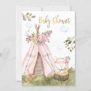 *~* Teepee Tent Boho Fox Woodland Forest Invitation