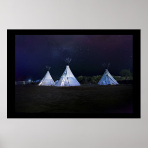 Teepees in a Midnight Sky Poster