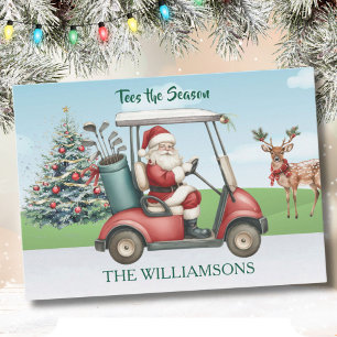TEES THE SEASON CHRISTMAS SANTA PLAYS GOLF HOLIDAY CARD