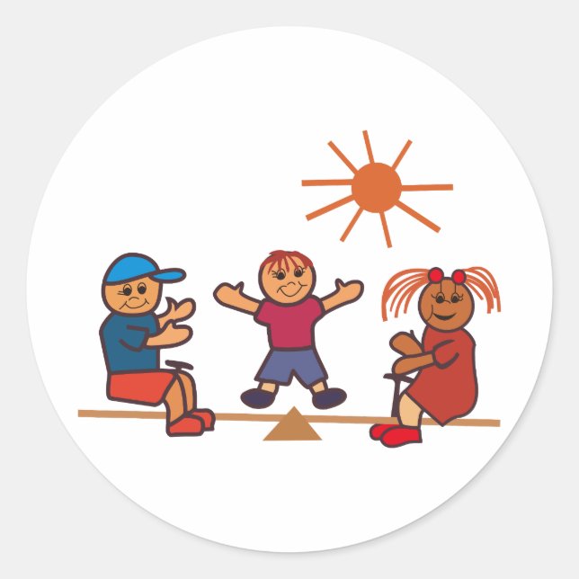 Teeter-Totter Kids Classic Round Sticker (Front)