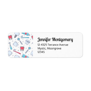 Teeth and Tools Dental Pattern Address Return Address Label