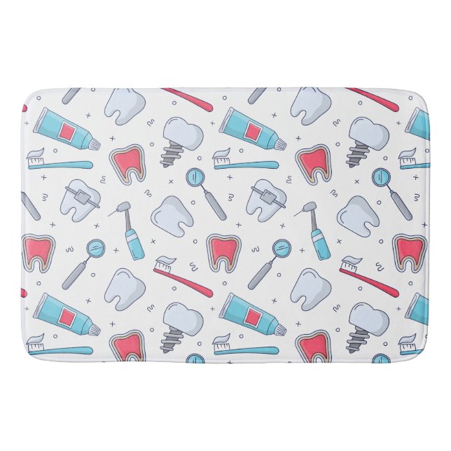 Teeth and Tools Dental Pattern Bath Mat (Front)