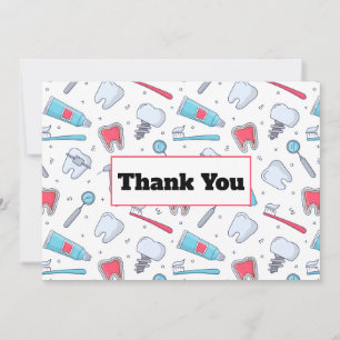 Teeth and Tools Dental Pattern Dentist Thank You Card