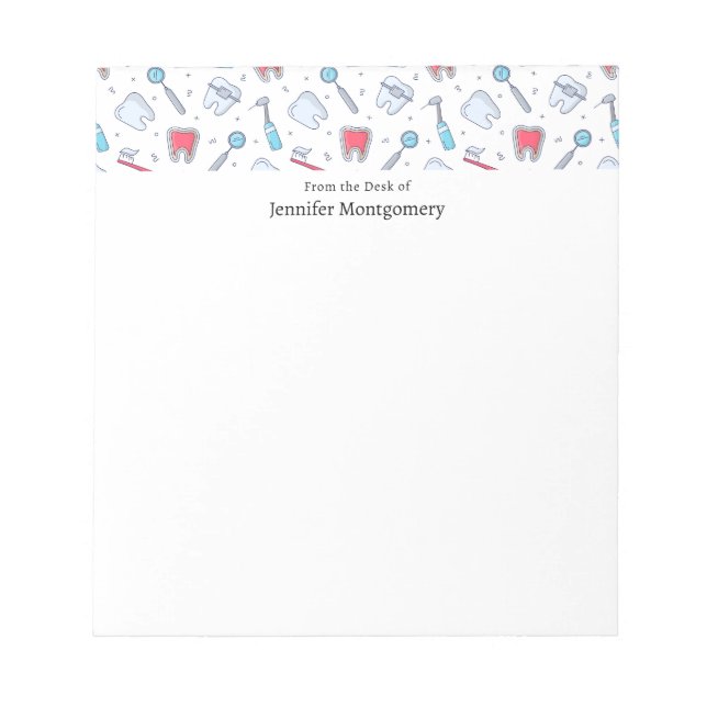 Teeth and Tools Dental Pattern Notepad (Front)