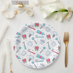 Teeth and Tools Dental Pattern Paper Plate