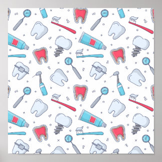 Teeth and Tools Dental Pattern Poster